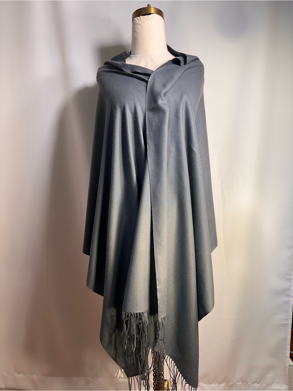 Nordstrom Cashmere and Silk Classic Gray Fringe Wrap Shawl